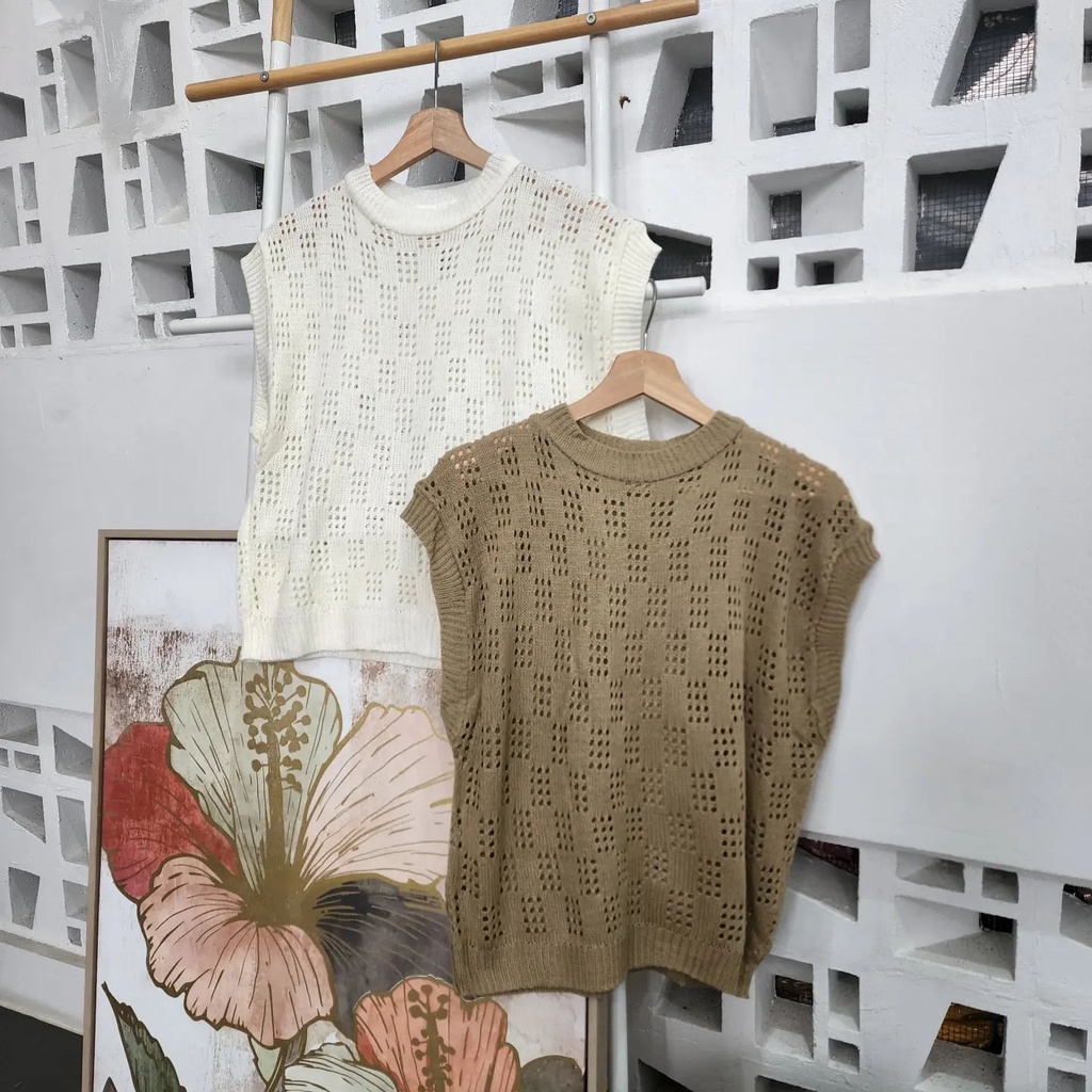 Rompi rajut Outer wanita Luaran baju wanita Knit Baju atasan wanita rajutan