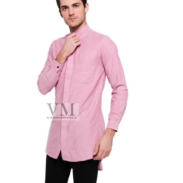 VM Baju Koko Gamis Koko Muslim Panjang GM 033 - Merah Muda, XXL