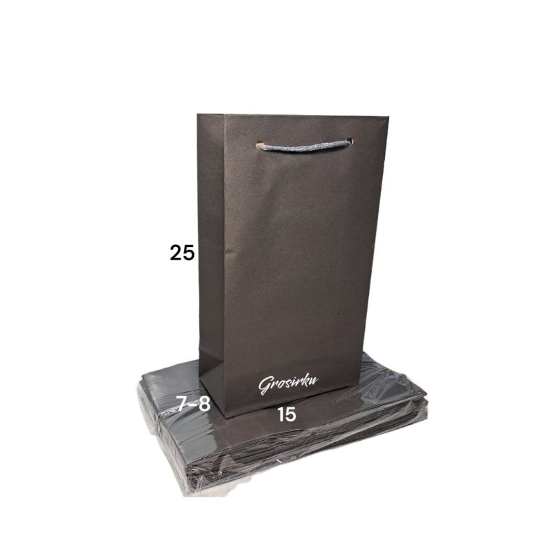 

Paper Bag Hitam Uk 15x8x25 1 Lusin (ISI 12)