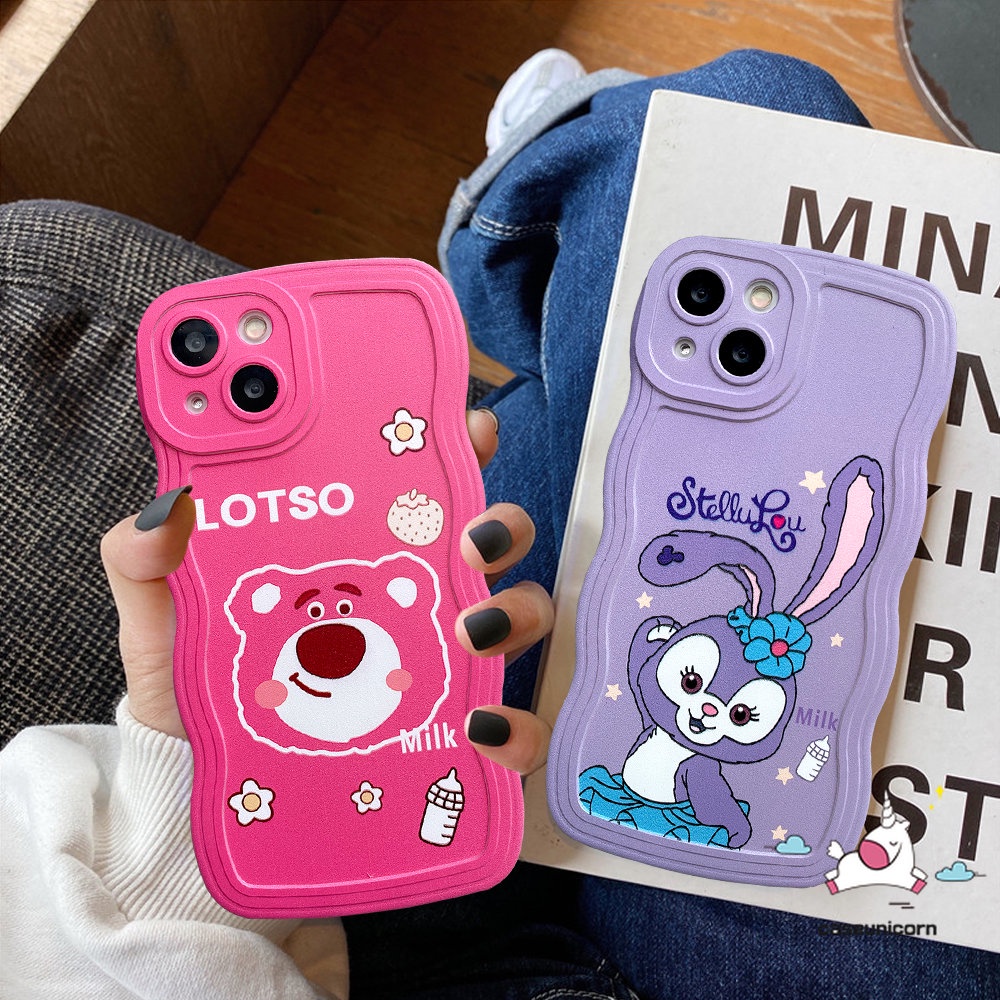 Casing Samsung A04 A13 A14 A50s A04s A04E A50 A12 A32 A23 A53 A22 A52 A03s A52s A33 A02s A03 A21s A30s A20 A11 A51 M22 A31 M32 Beruang Strawberry Lucu StellaLou Lembut Wavy Edge Case