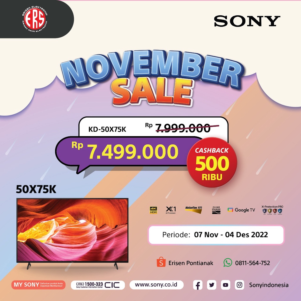 SONY BRAVIA LED TV 50&quot; KD50X75K / KD-50X75K