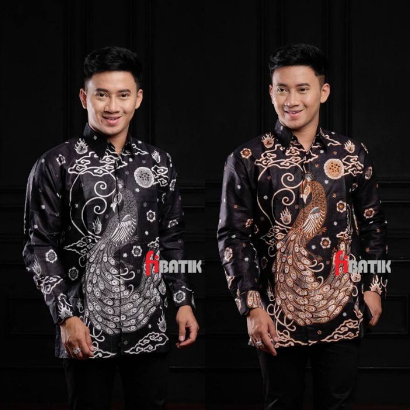KEMEJA BATIK PRIA LENGAN PANJANG BAJU BATIK TERBARU MOTIF MERAK FI