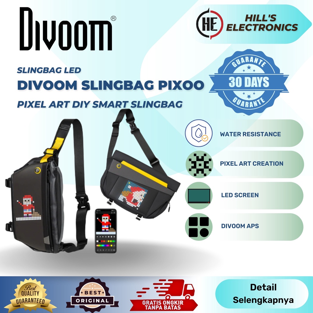 Divoom Slingbag Pixoo Built-In Led Screen-Garansi Resmi
