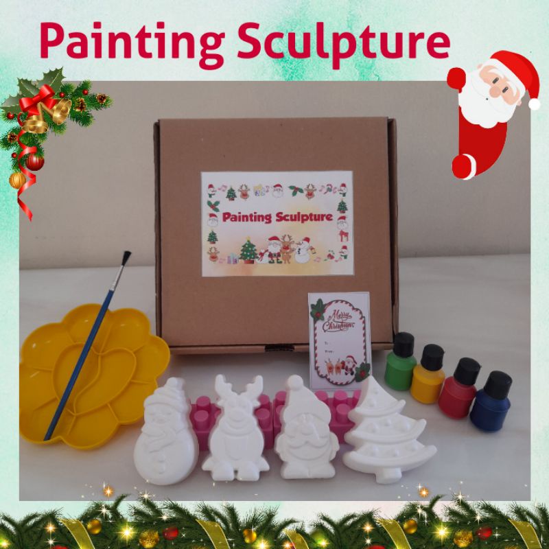 Christmas Painting Sculpture Hampers Natal Suvenir Souvenir Xmas Sekolah Minggu Kado Anak TK SD Cali