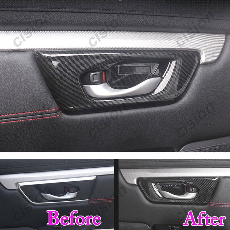 Xuming 4Pcs Cover Gagang Pintu Mobil Motif Serat Karbon Untuk Honda CRV CR-V 2017 2018 2019 2020 2021