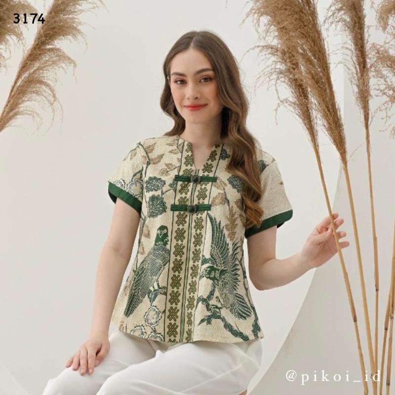 Atasan batik merah / Cheongsam batik wanita / baju batik etnik / seragam batik kantor cewek / 208