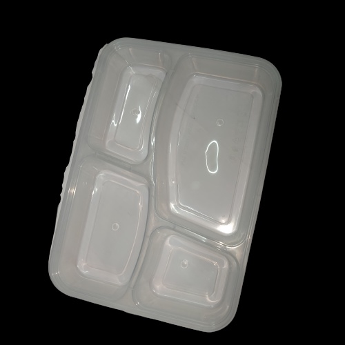[25pcs] Lunch Box Plastik Sekat 4 Trasparan | Thinwall Lunch Box Sekat 4 Bening