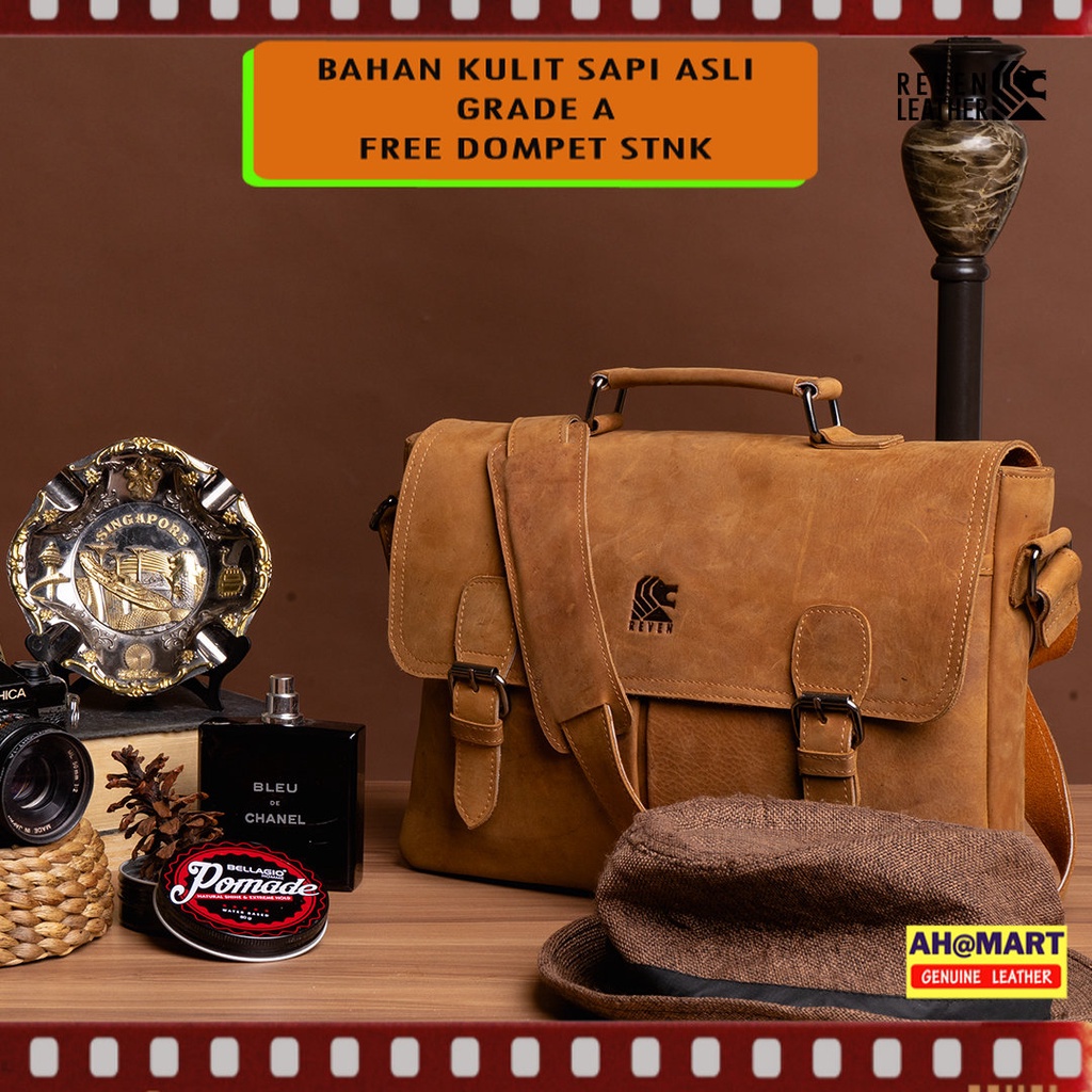 REVEN ASG Tas Laptop Kulit Pria / Tas Kerja Pria / Tas Kantor Kulit Asli - Laptop Asgard Bag Kekinia