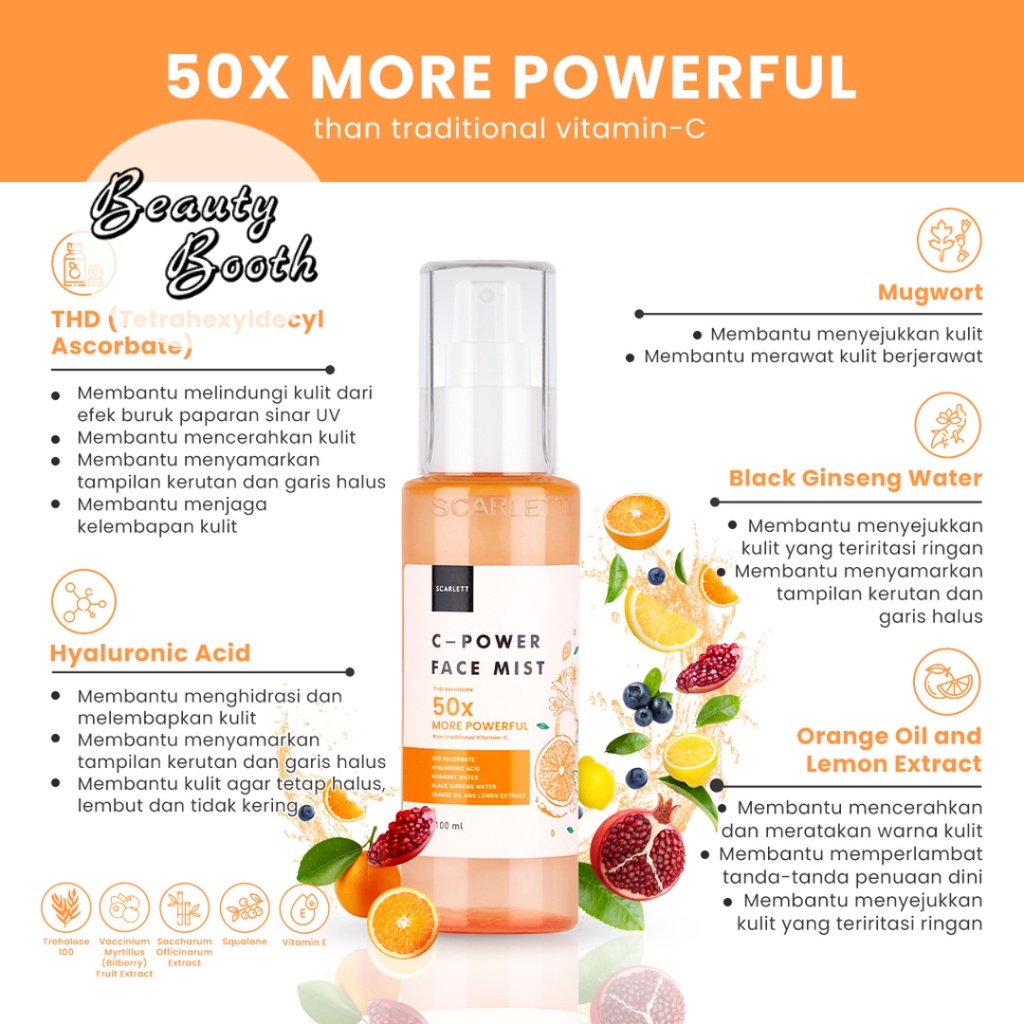 SCARLETT WHITENING SERIES | C Power Serum | C Power Face Mist Scarlet