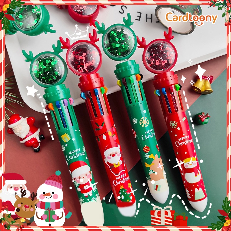 

Pulpen Natal 10 warna Santa Claus Snowman Ballpoint Christmas Bolpoin Bolpen Xmas Cute Lucu Imut Kado Hadiah