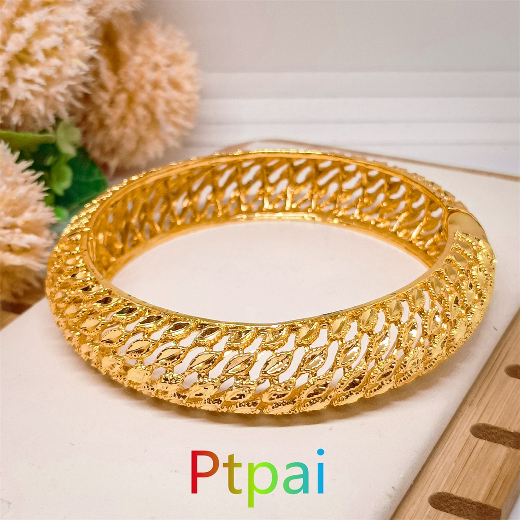 gelang keroncong kendari dewasa perhiasan lapis Emas 24k bangle fashion