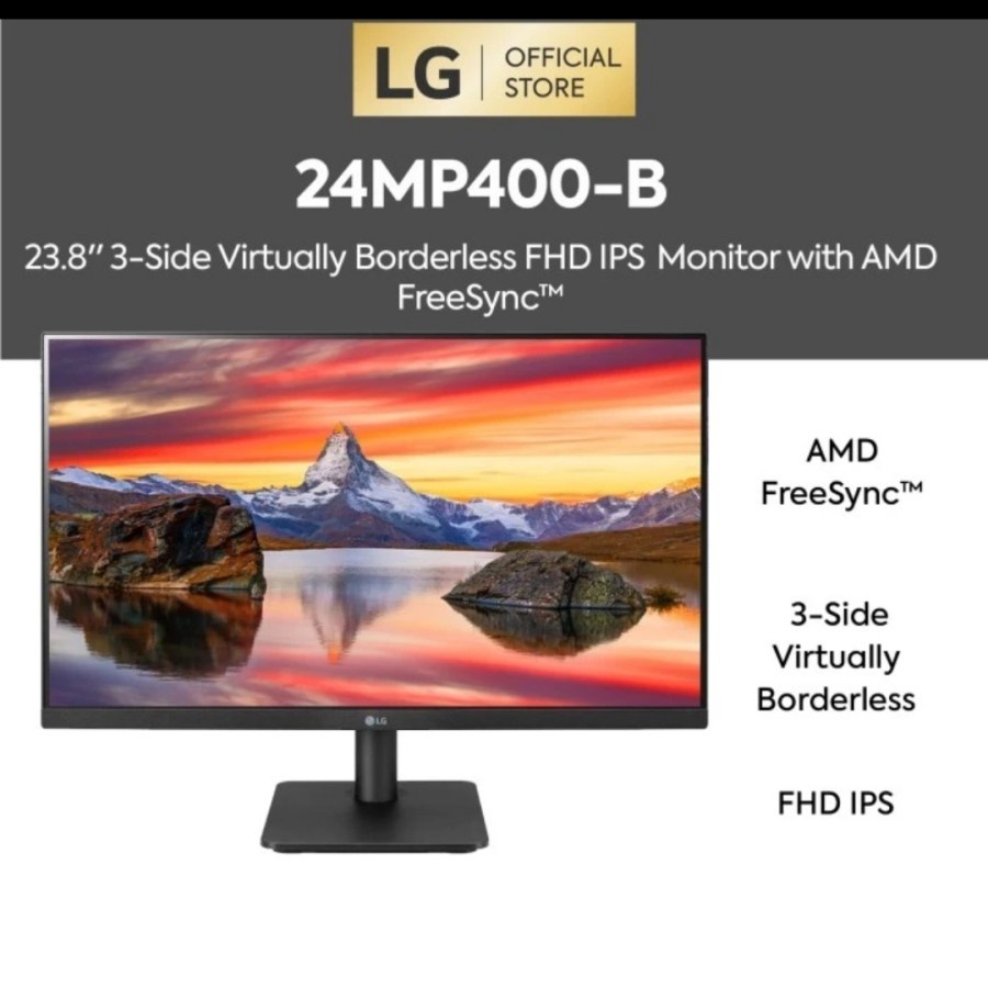 JUAL MURAH MONITOR LG 24 INCH HDMI FREMLIS IPS FULL HD 24MP400