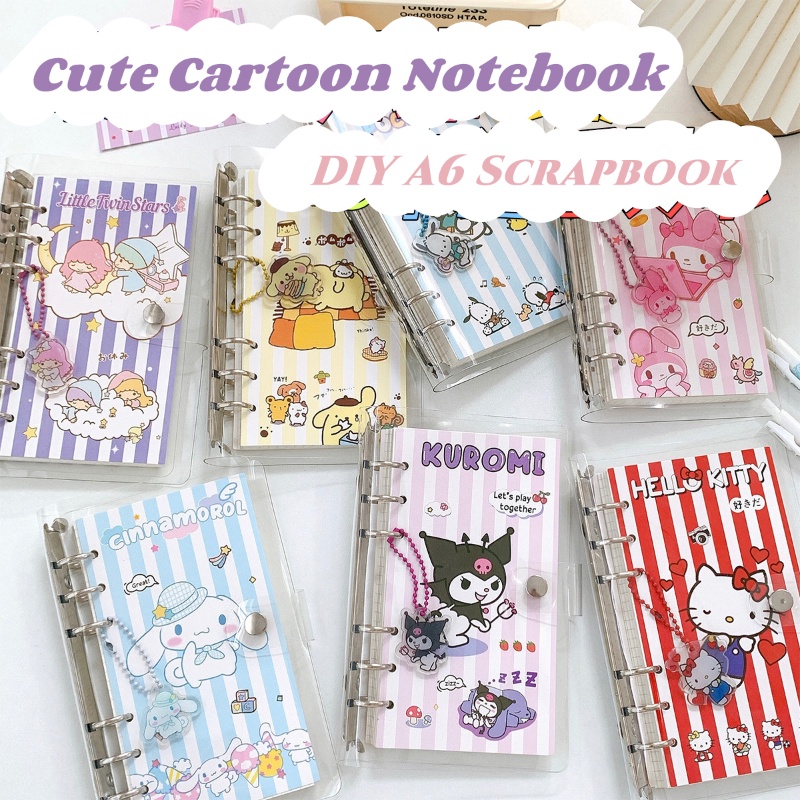 Buku Catatan / Agenda / Diary / Jurnal A6 Motif Kartun Sanrio Kawaii Dengan Ring Spiral