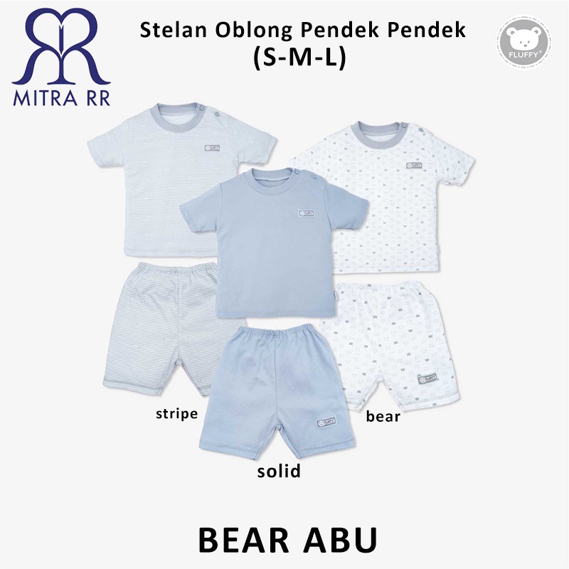 FLUFFY Stelan Oblong Baju Celana Pendek STAR S M L (3-12 bulan) S M L / 1 2 3 Setelan Baju Bayi 3 Pasang