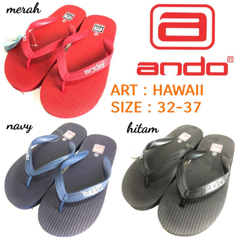 Sandal Jepit ANAK Cowo ANDO HAWAII AB 32-37 NAVY HITAM MERAH