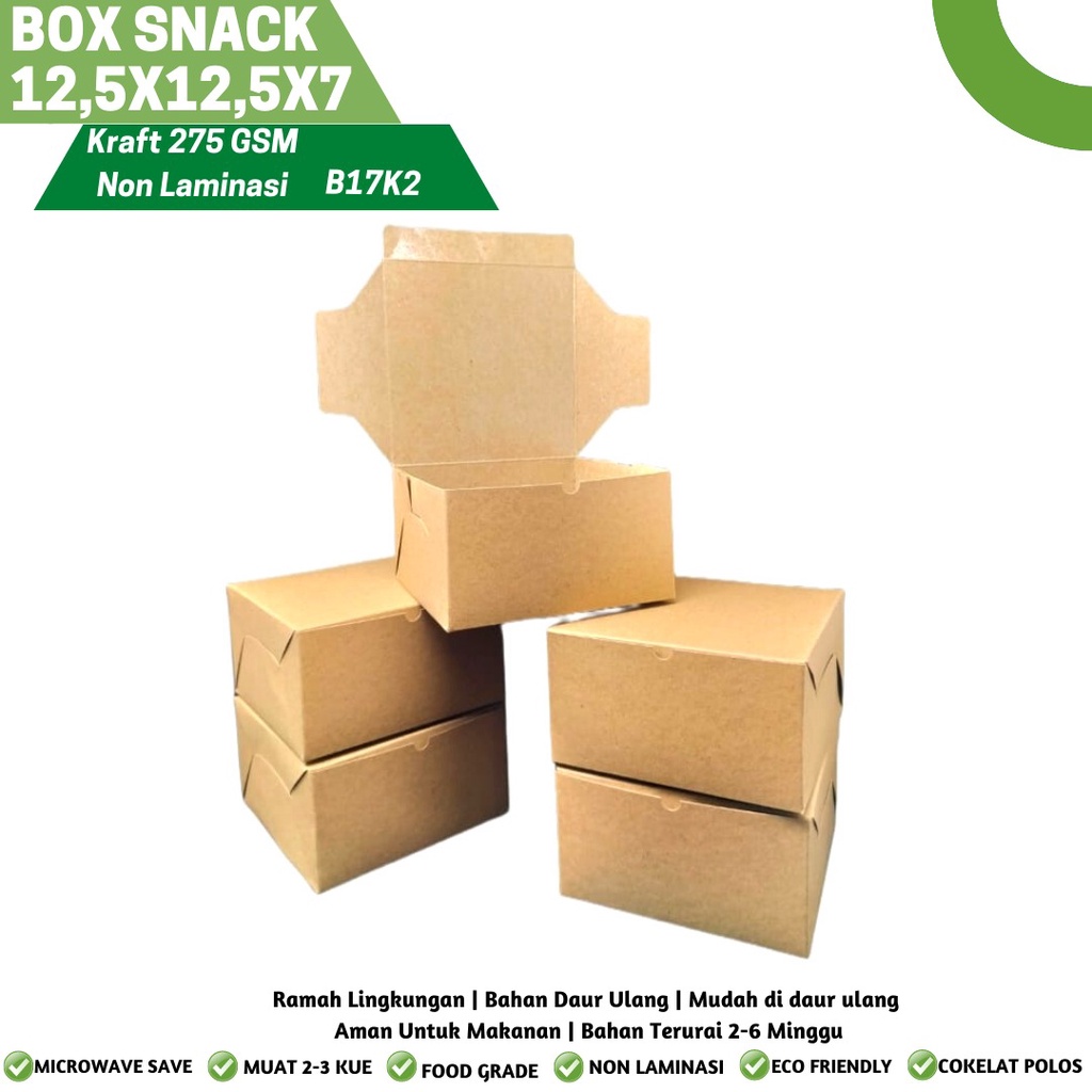 Snack Box 12.5x12.5x7 Bahan 290 Gsm (B17K2-Laminasi)