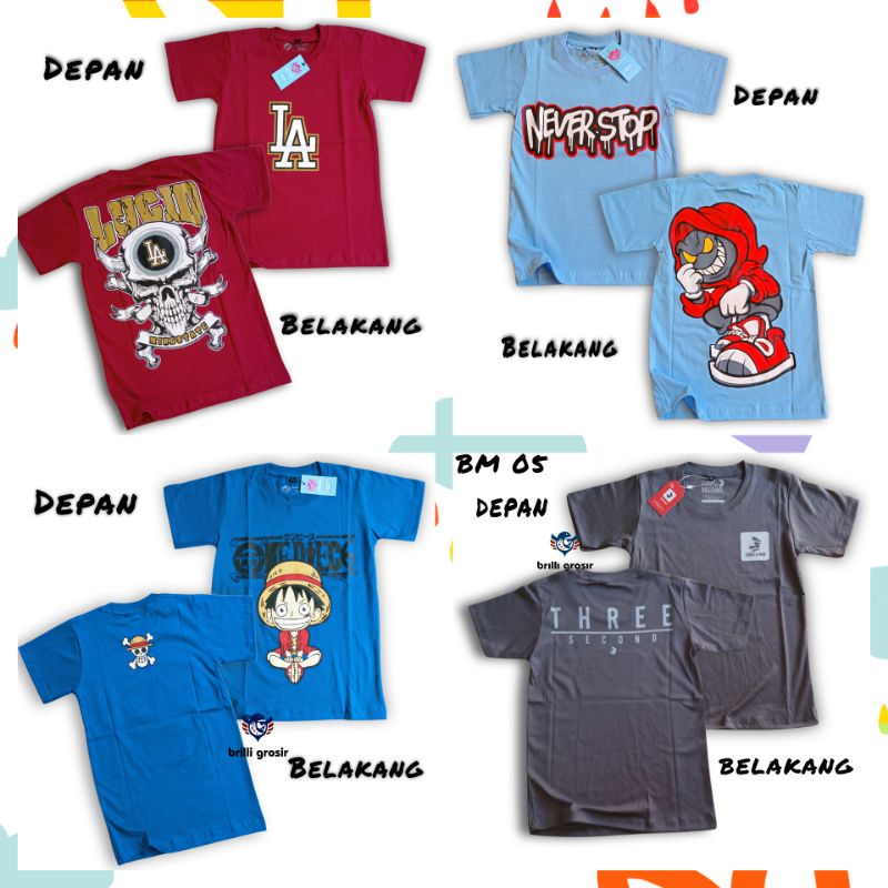 ( 7 TAHUN HINGGA DEWASA ) Baju Kaos T-shirt atasan anak tanggung dan dewasa usia 7 8 9 10 11 12 13 1