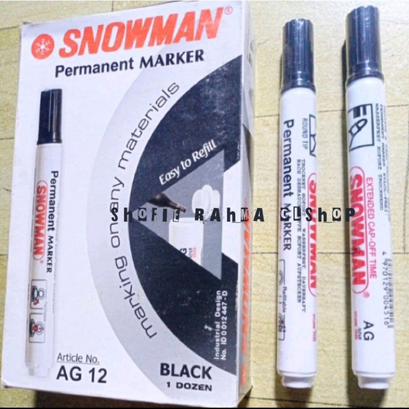 

Spidol Snowman Marker Permanent AG-12 Hitam