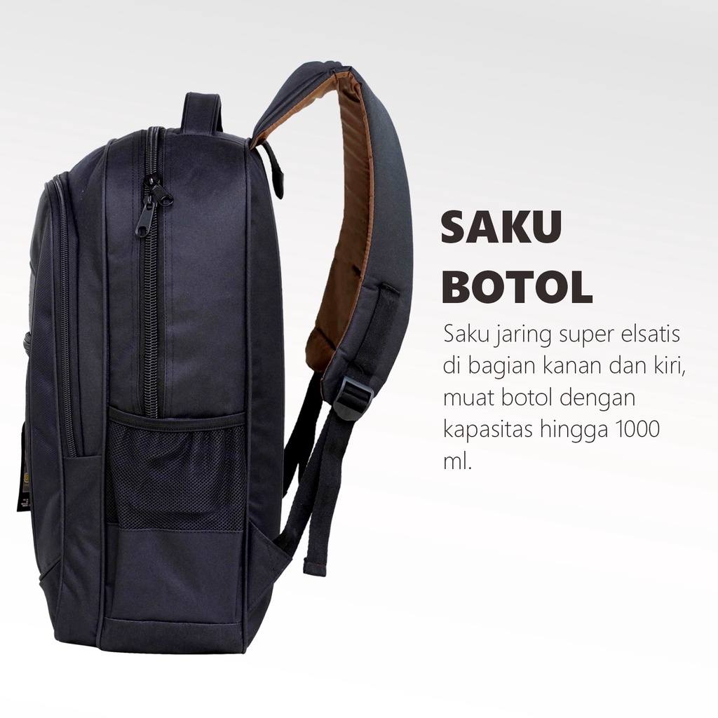 Backpack Laki-Laki SMP SMA Tas Punggung Cowok Multifungsi Rebound Resleting Atas Hitam Keren Bagus Berkualitas