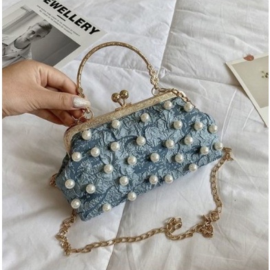 Tas Handbag Pesta Mutiara Import Wanita Elegan