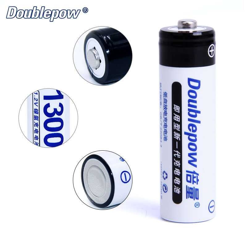 Baterai AA 4pcs 1300 mAh Bisa dicharge Batu Batre Cas Doublepow Battery Rechargeable