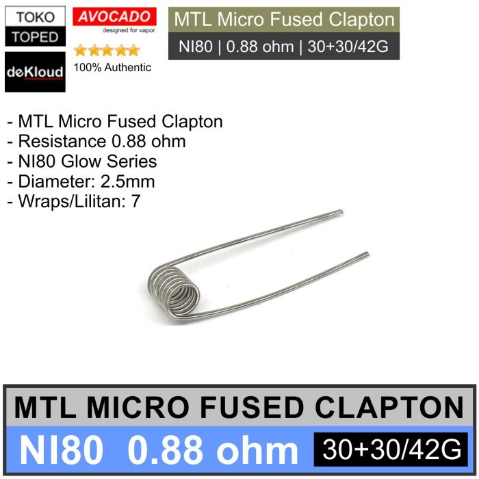 [Koil NI80x] MTLx MICRO FUSEDx CLAPTONx koil 0.88 | 0,88 kawat 2.5mm kumparan kooil advanced n180