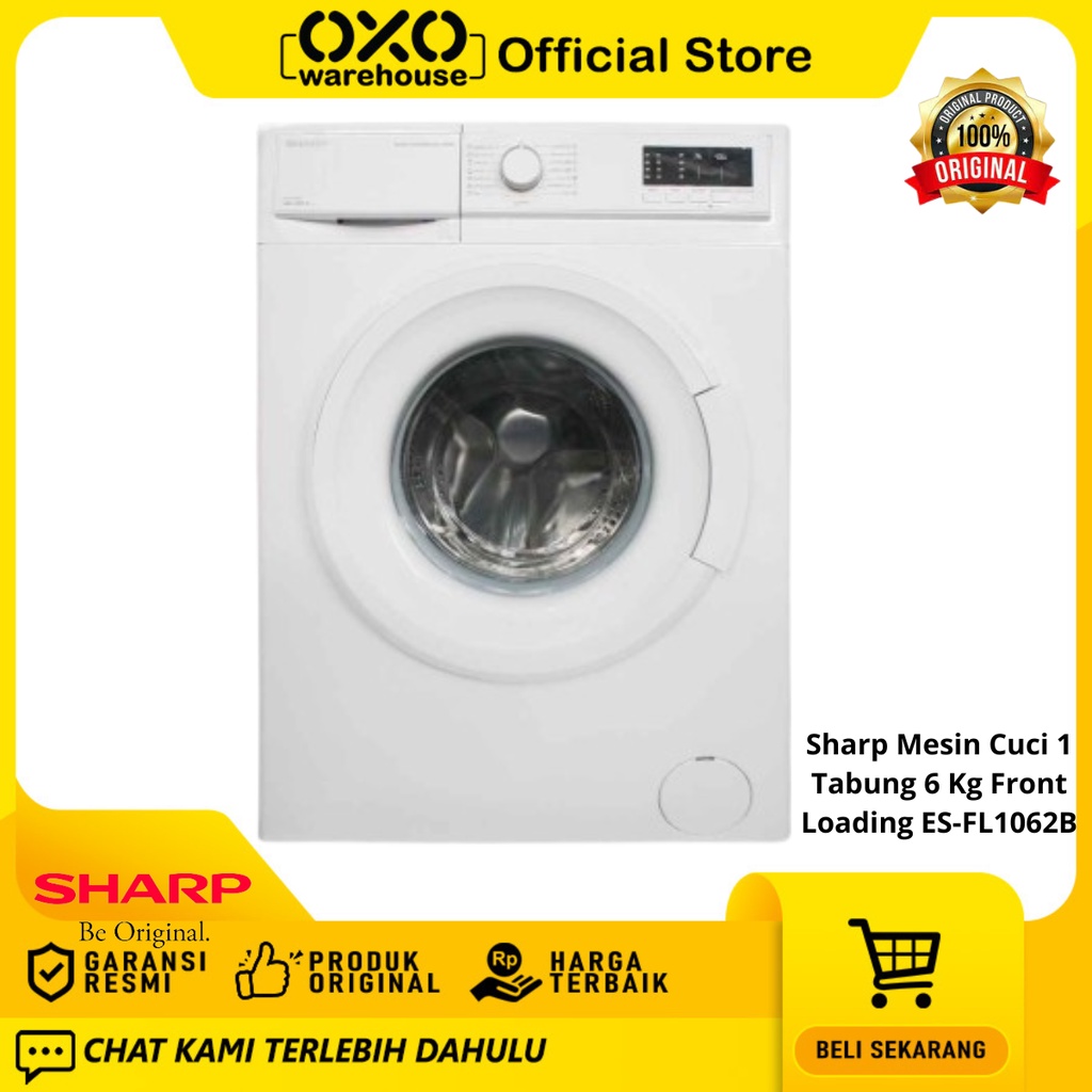 Jual SHARP Mesin Cuci ES-FL1062B 1 Pintu 6 Kg Front Loading Stainless ...