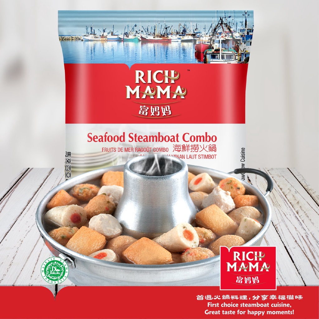 Campuran Makanan Laut Shabu Frozen Food Rich Mama Seafood Steamboat Combo 200 gr Halal