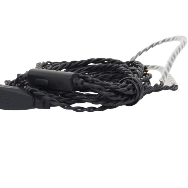 KZ Black Braided Copper Cable 2 pin 0.75mm Type A - Mic