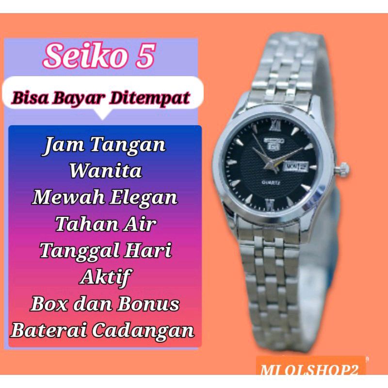 Terlaris Jam Tangan  Wanita Seiko 5 Anti Air tanggal hari Aktif Rantai Stainless