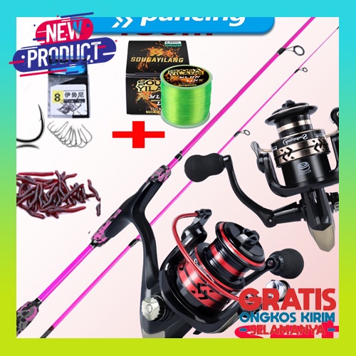 Set Pancingan Combo Lengkap 1 Set Siap Mancing Joran 2.4 Meter Reel Fd4000 Senar 300M Gripper Kail 1