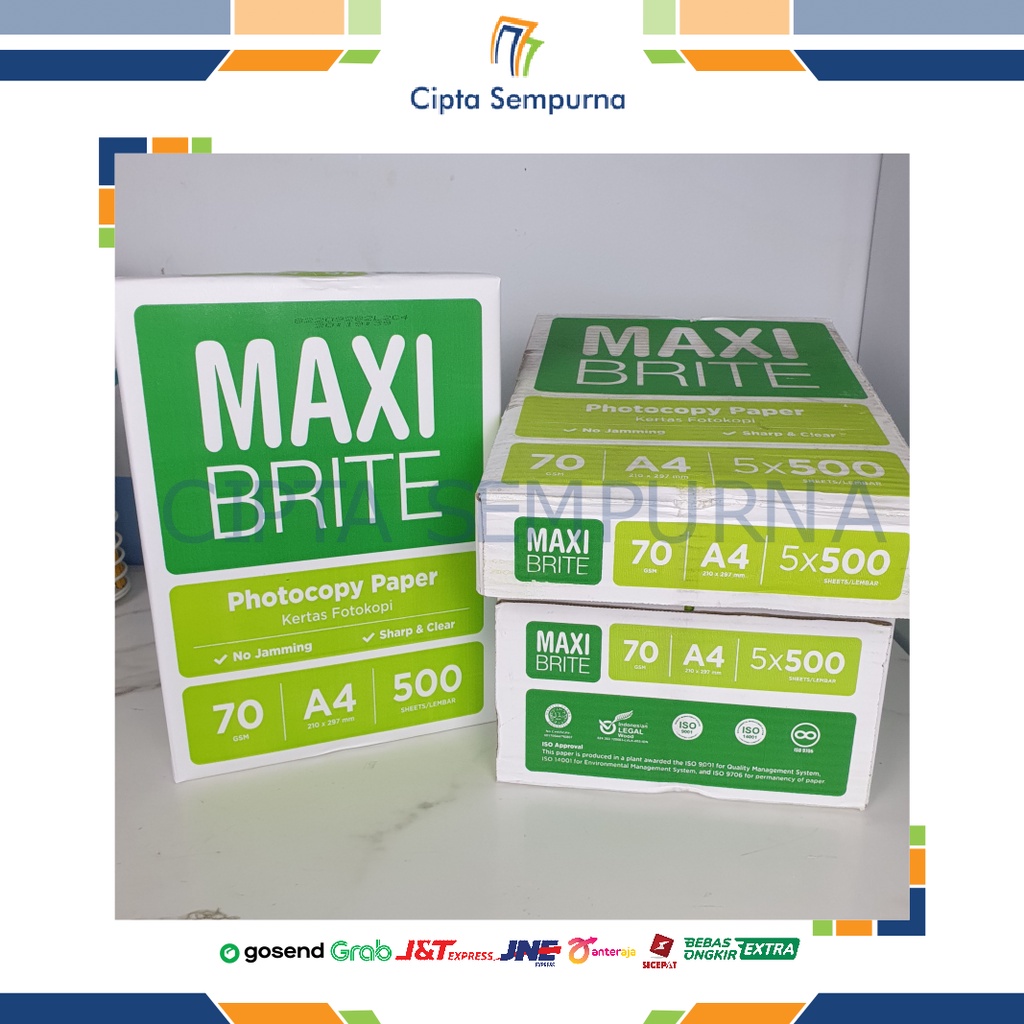 

Kertas HVS / Folio Maxi Brite A4 / F4 - Fotocopy - 70 Gram