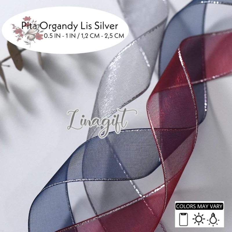 ( Rol 20 Yard ) PITA ORGANDY LIST SILVER - ORGANDI LIS PERAK 1 IN 2.5 CM 1 INCH 25MM - HIASAN DEKOR RUANG DEKORASI KADO RUANG PARSEL PARCEL BINGKISAN SOUVENIR GOODIE BAG HAMPERS FLORIST RANGKAIAN BUKET BUNGA - ORGANZA CHIFFON TRANSPARANT RIBBON