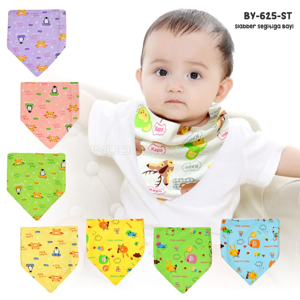 Slaber Bayi Double Layer Premium COTTON Baby Bib Celemek Kain BY-652-ST Slabber Bayi Segitiga