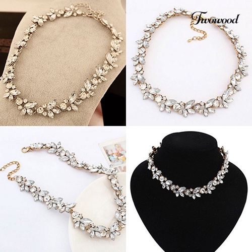 Kalung Choker Liontin Bunga Kristal Gaya Vintage Untuk Wanita