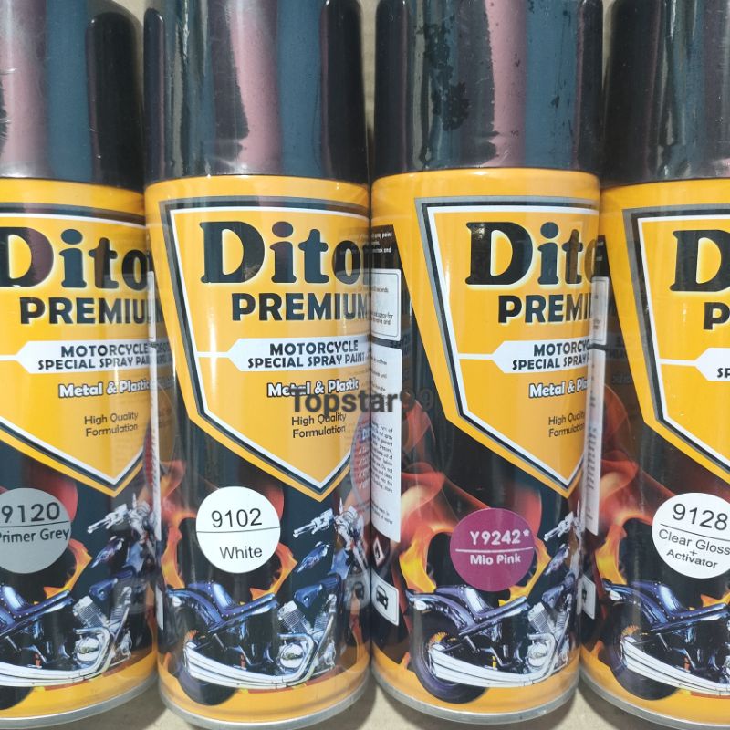 Pilok Cat Diton Premium Paket Komplit 4 Kaleng Mio Pink Ping 9242 Primer Grey 9120 White 9102 Clear Gloss 9128 400cc Pilox Paketan Cat Semprot Special Spray Paint