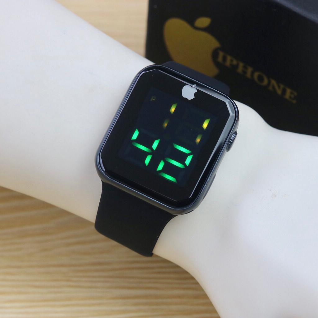 ( BISA COD ) JAM TANGAN WANITA IPHON3 DIGITAL BODY SEGI RUBBER TOUCH SCREEN TALI KARET INCLUDE BOX O