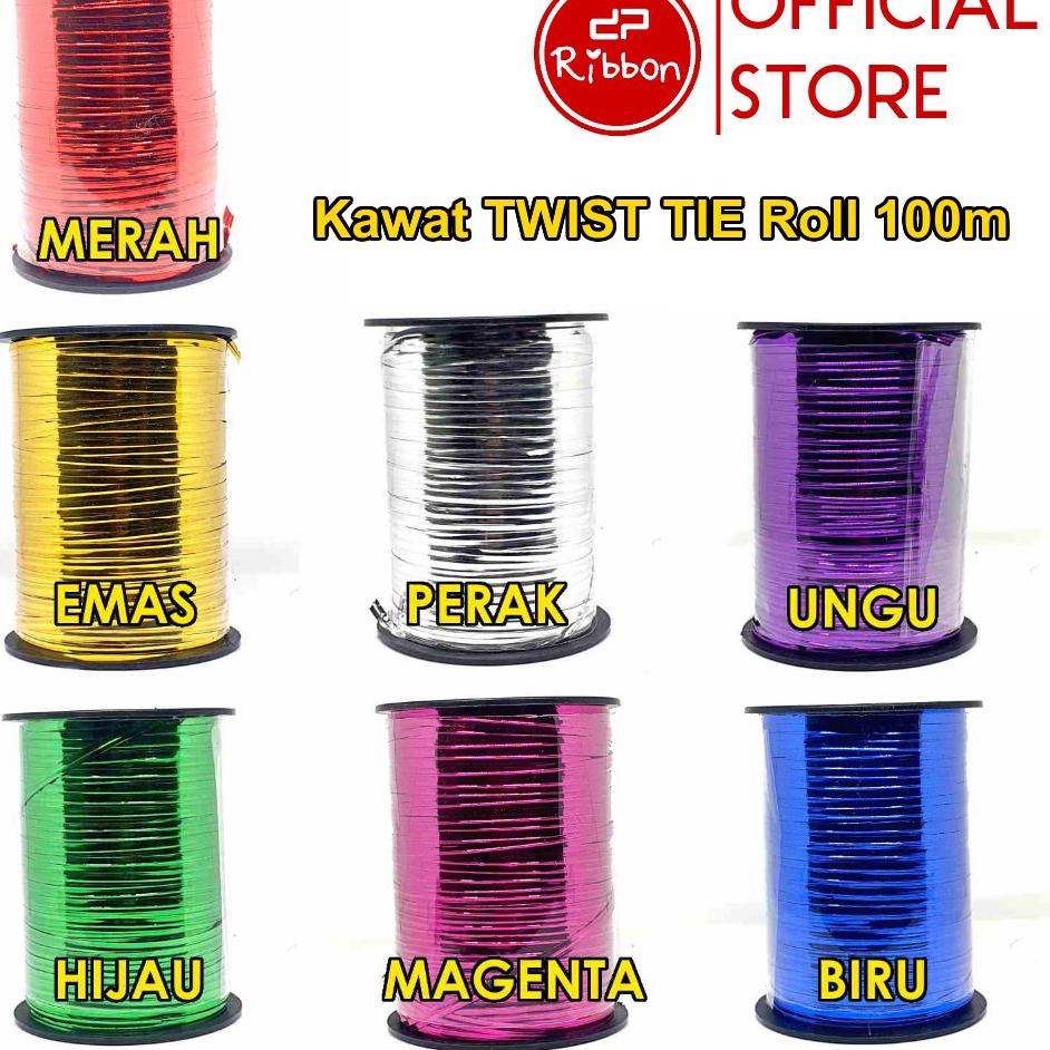 

ㅭ Twist Tie ROLL 100 meter x 4mm Kawat Metalik Souvenir Lolipop Bingkisan Roti Pengikat 100m Kilap ㅫ