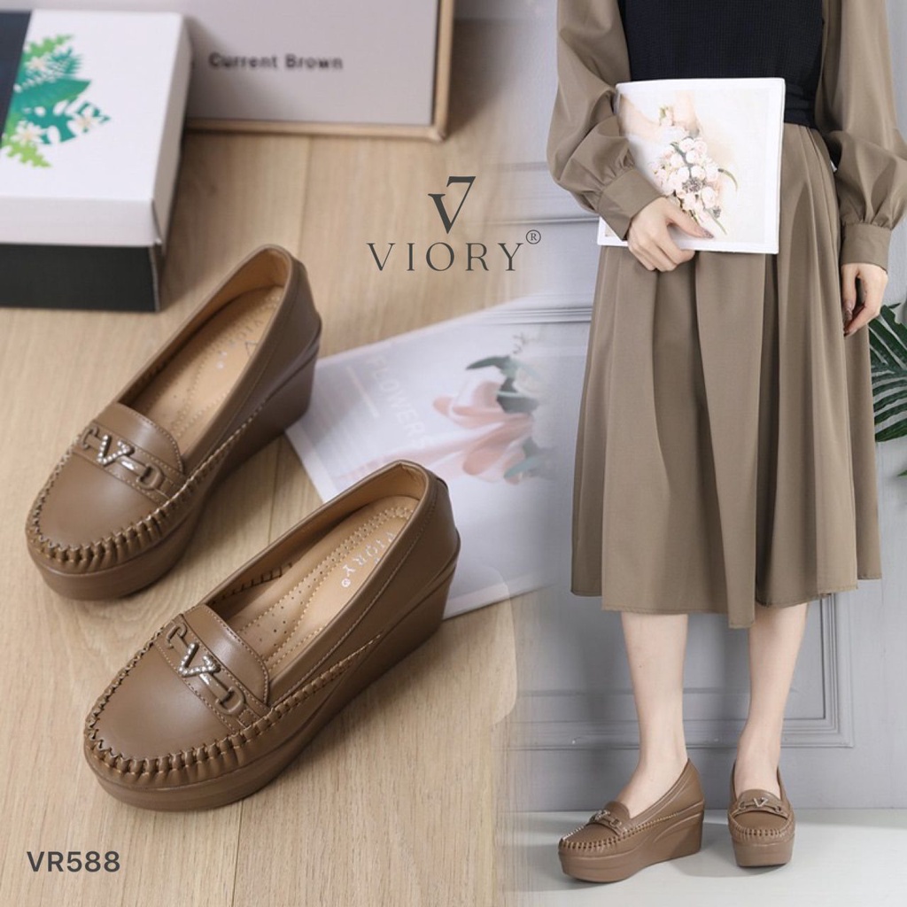 VIORY Sepatu High Wedges Loafers Shoes #VR588 ORIGINAL