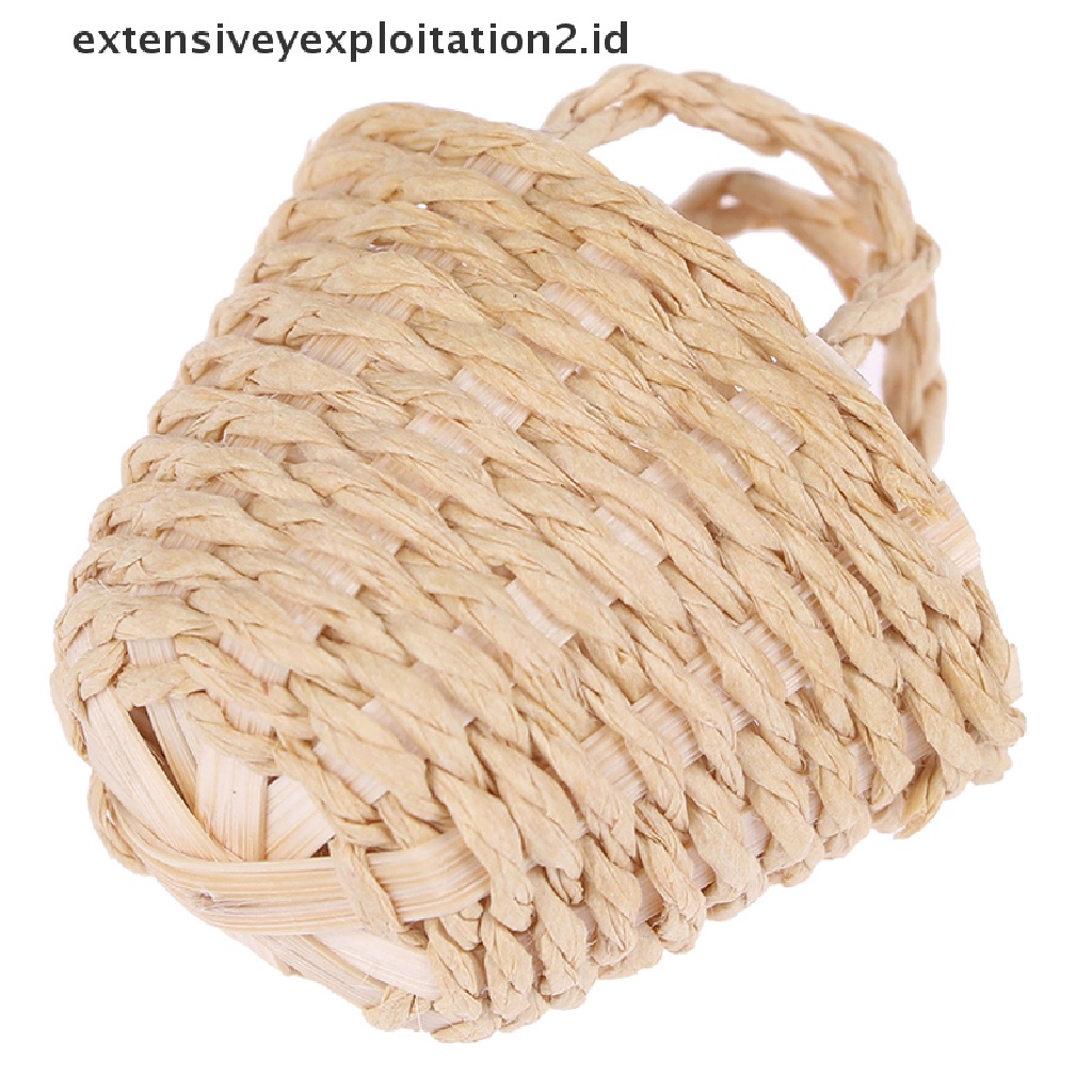Mainan Keranjang Penyimpanan Makanan Sayuran Mini Bahan Rotan Hand woven Untuk Dekorasi Rumah Boneka 1: 12