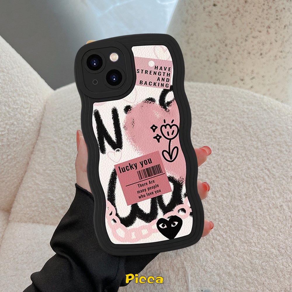 Graffiti Cinta Hati Comme des Garcons Wavy Edge Case Vivo Y36 Y20 Y02 Y16 Y35 Y15s Y12 Y17 Y15A Y12s Y33s Y12i Y15 Y22 Y11 Y22s Y21 T1 Y75 Y91C Y91 V20 V23E V21 Y30 Y21s T1 Y1s Y55