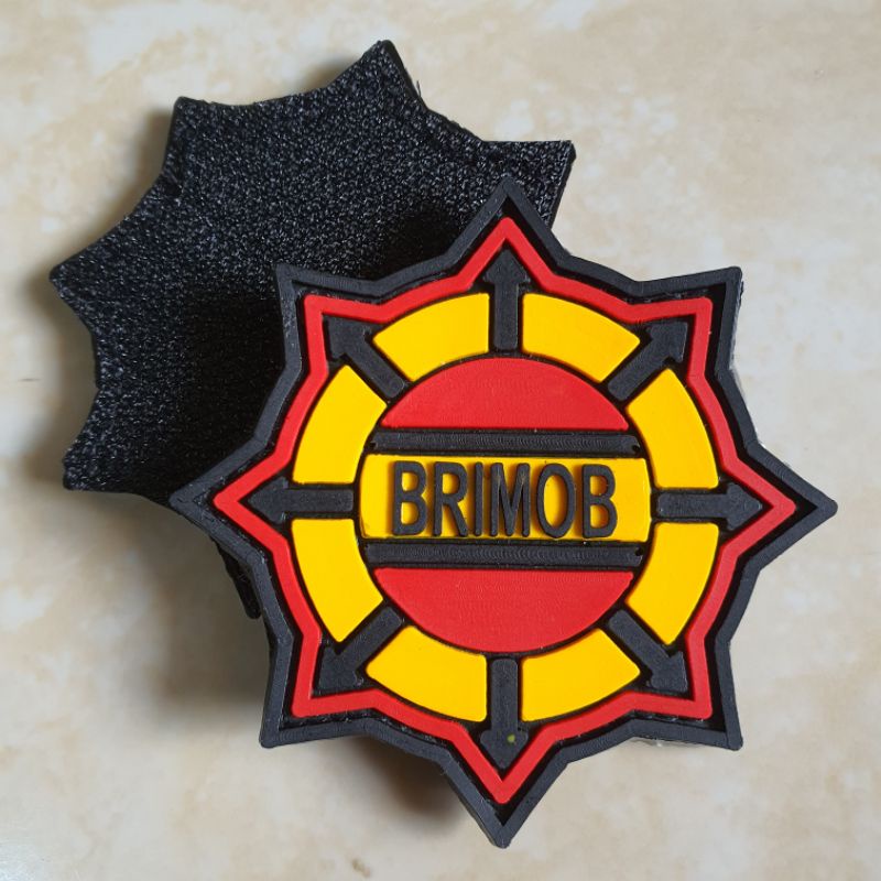 patch rubber logo roda brimob / polisi / polri / police / tempelan emblem karet velcro