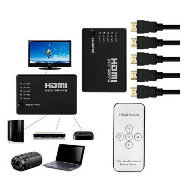 HDTV Switch 5 Ports with Remote Converter/ Hdmi Switch 501+Remote