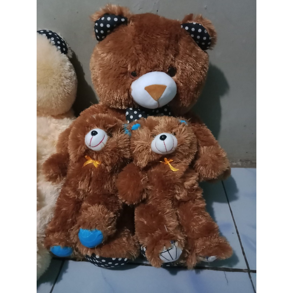 Paket boneka teddy bear jumbo 70cm beranak 2 1 besar 2 kecil