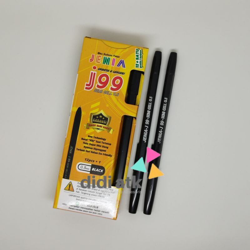 

Pulpen Jeniaa J99 Semi Gel 0.5mm 1 Pak (12+1 Pcs)