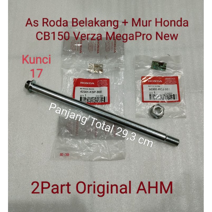 RAR As Roda Belakang + Mur 14mm Honda CB150 Verza MegaPro New Ori AHM 42301 KSP B00