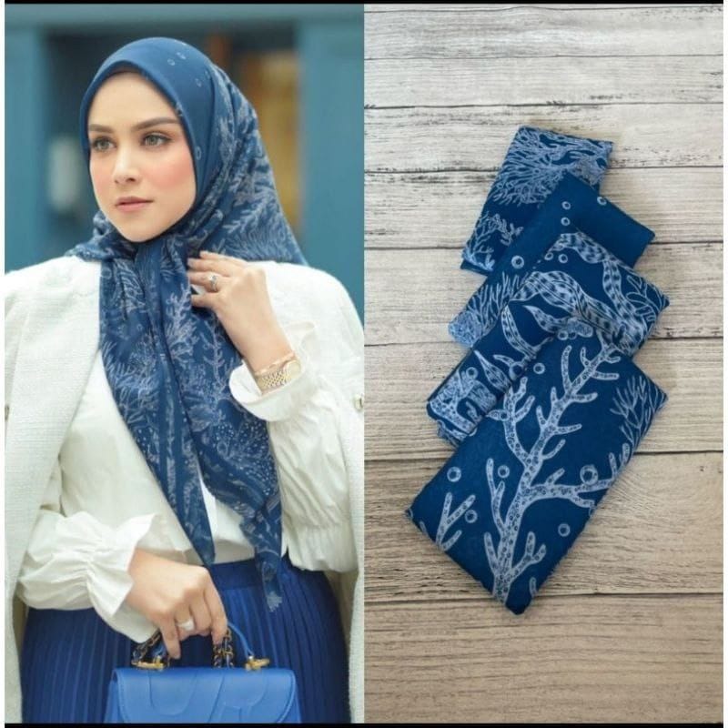 Jilbab Hijab Kerudung Segiempat S4 Voal Denay Denai Motif Bunga KW Premium Motif  Model Terbaru Mura