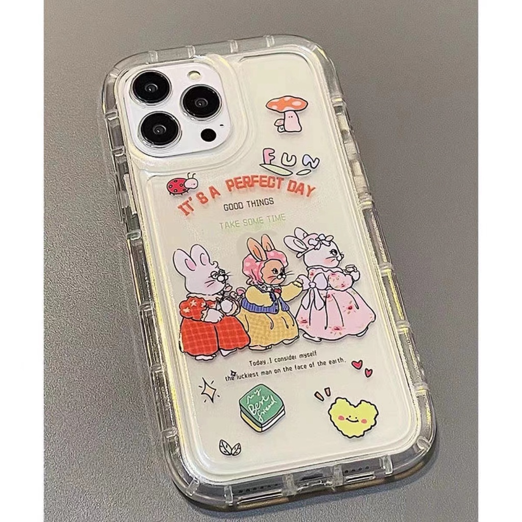 Soft Case Silikon TPU Transparan Motif Kelinci Untuk IPhone 14 12 13 11 Pro Max 6 6S 7 8 Plus X XS XR