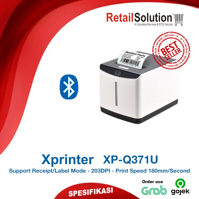 Printer Kasir Label Thermal BT - Xprinter XPQ371 / XP-Q371U / XPQ371U