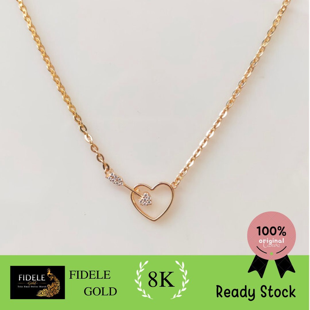 Kalung Love Panah Hati Panah Simple Kalung Emas HWT Emas Muda 375